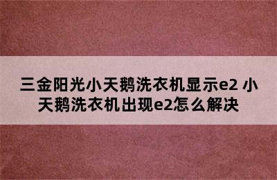 三金阳光小天鹅洗衣机显示e2 小天鹅洗衣机出现e2怎么解决